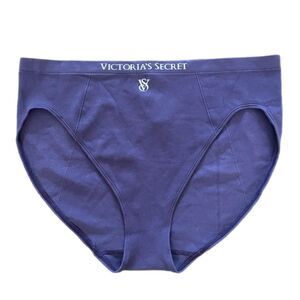 Victoria’s Secret  High Leg Brief a logo on waistband Ribbed Panty Indigo Xl